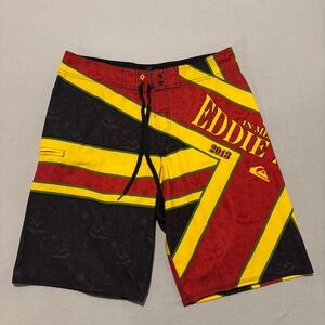Quiksilver Eddie Aikau Swim Trunks Boardshorts 36x11 Black Outdoor Beach Summer